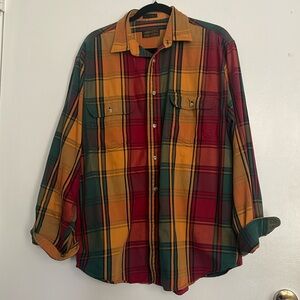 Vintage Eddie Bauer Shirt Adult L Plaid Long Sleeve Button Up Elkhorn Twill Mens